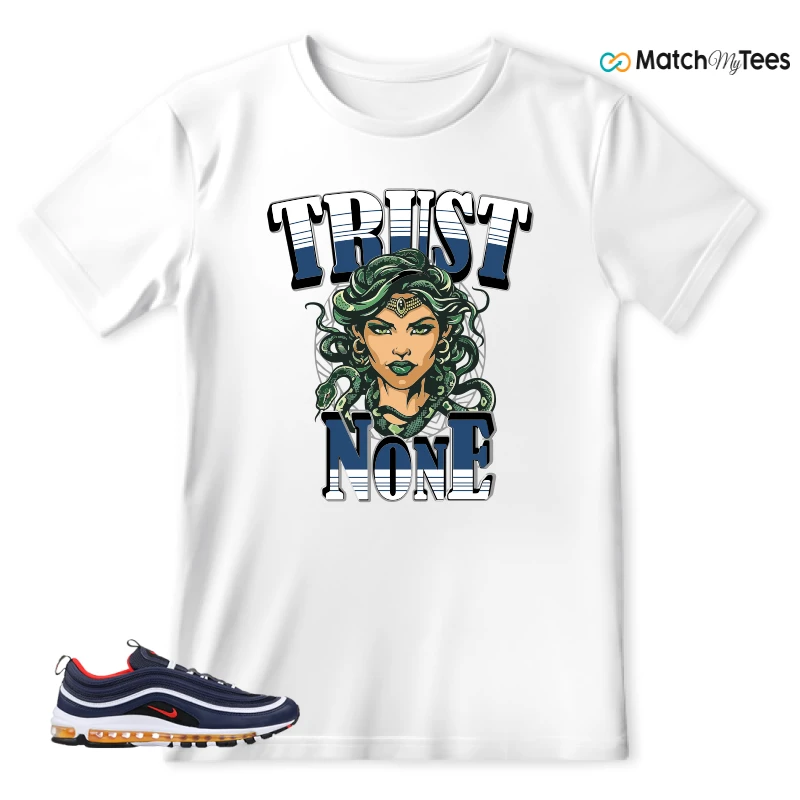 NIKE AIR MAX 97 MIDNIGHT NAVY HABANERO RED SNEAKER Matching Tees t-shirt