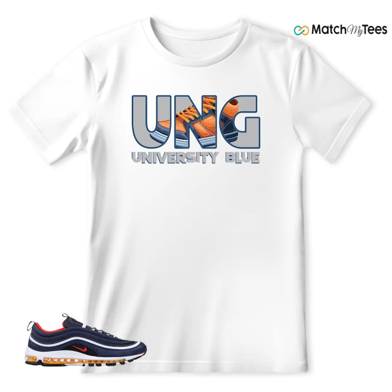 NIKE AIR MAX 97 MIDNIGHT NAVY HABANERO RED SNEAKER Matching Tees t-shirt