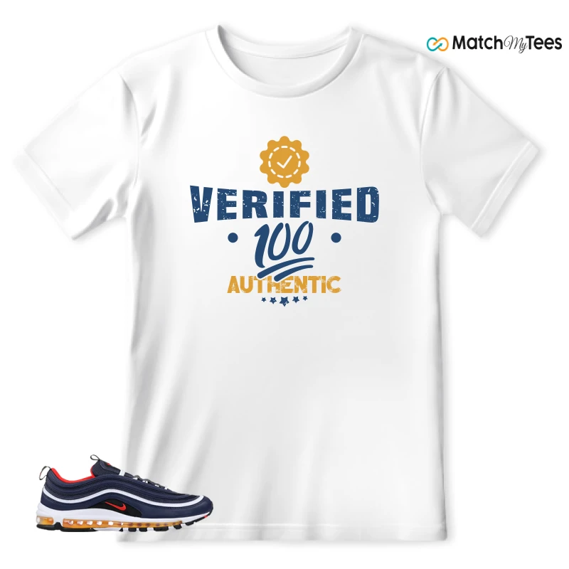 NIKE AIR MAX 97 MIDNIGHT NAVY HABANERO RED SNEAKER Matching Tees t-shirt