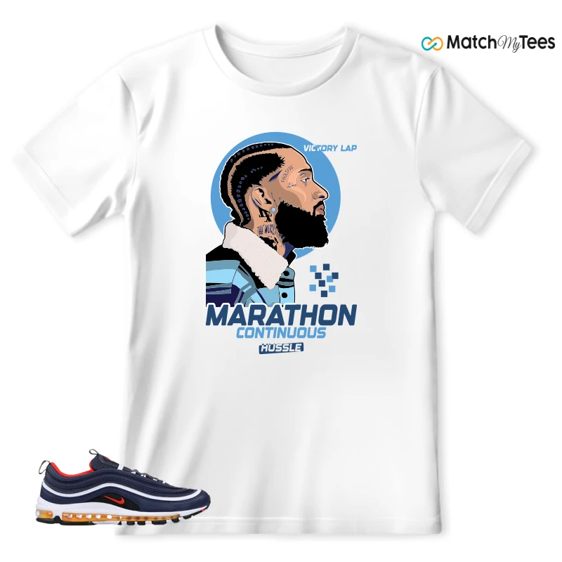 NIKE AIR MAX 97 MIDNIGHT NAVY HABANERO RED SNEAKER Matching Tees t-shirt