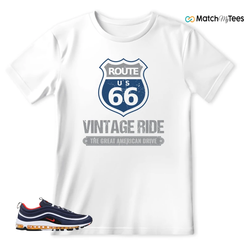 NIKE AIR MAX 97 MIDNIGHT NAVY HABANERO RED SNEAKER Matching Tees t-shirt