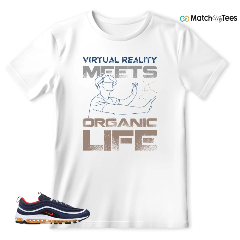 NIKE AIR MAX 97 MIDNIGHT NAVY HABANERO RED SNEAKER Matching Tees t-shirt