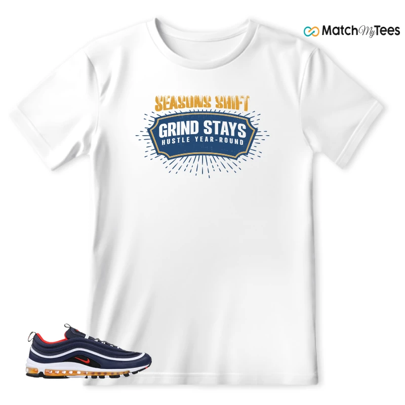 NIKE AIR MAX 97 MIDNIGHT NAVY HABANERO RED SNEAKER Matching Tees t-shirt