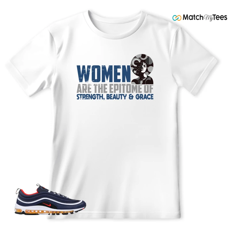 NIKE AIR MAX 97 MIDNIGHT NAVY HABANERO RED SNEAKER Matching Tees t-shirt