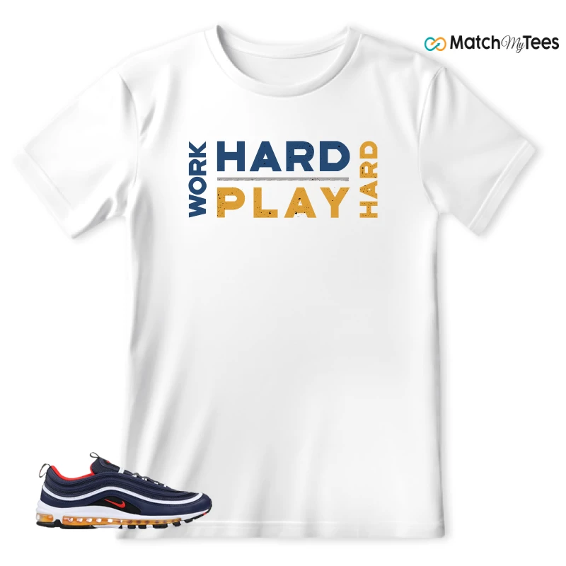 NIKE AIR MAX 97 MIDNIGHT NAVY HABANERO RED SNEAKER Matching Tees t-shirt