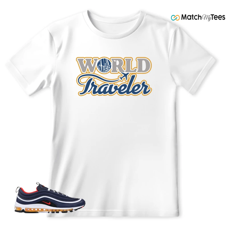 NIKE AIR MAX 97 MIDNIGHT NAVY HABANERO RED SNEAKER Matching Tees t-shirt
