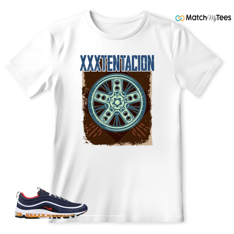 NIKE AIR MAX 97 MIDNIGHT NAVY HABANERO RED SNEAKER Matching Tees t-shirt