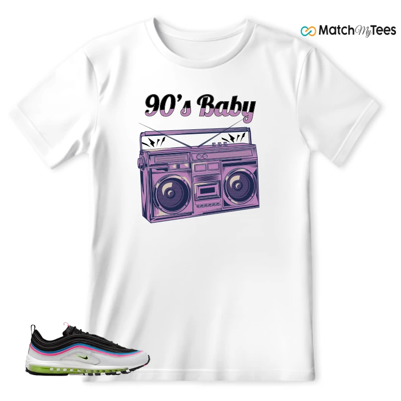 NIKE AIR MAX 97 NEON BLACK WHITE SNEAKER Matching Tees t-shirt