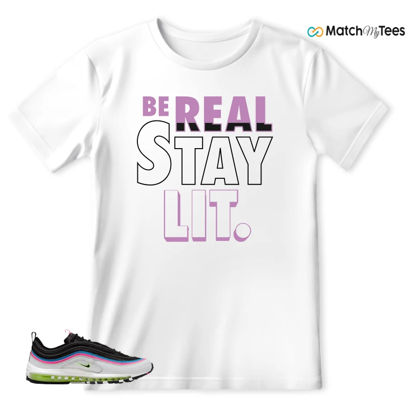 NIKE AIR MAX 97 NEON BLACK WHITE SNEAKER Matching Tees t-shirt