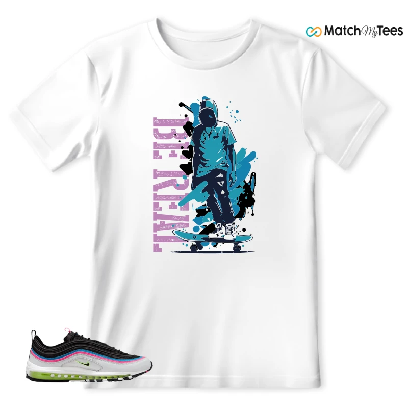 NIKE AIR MAX 97 NEON BLACK WHITE SNEAKER Matching Tees t-shirt
