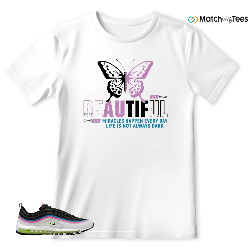NIKE AIR MAX 97 NEON BLACK WHITE SNEAKER Matching Tees t-shirt