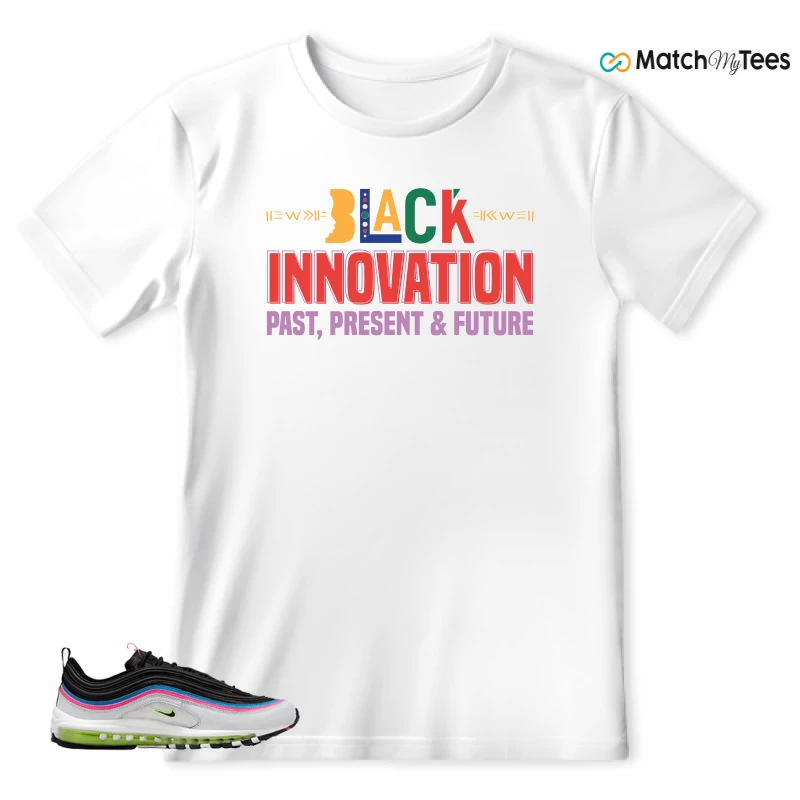 NIKE AIR MAX 97 NEON BLACK WHITE SNEAKER Matching Tees t-shirt