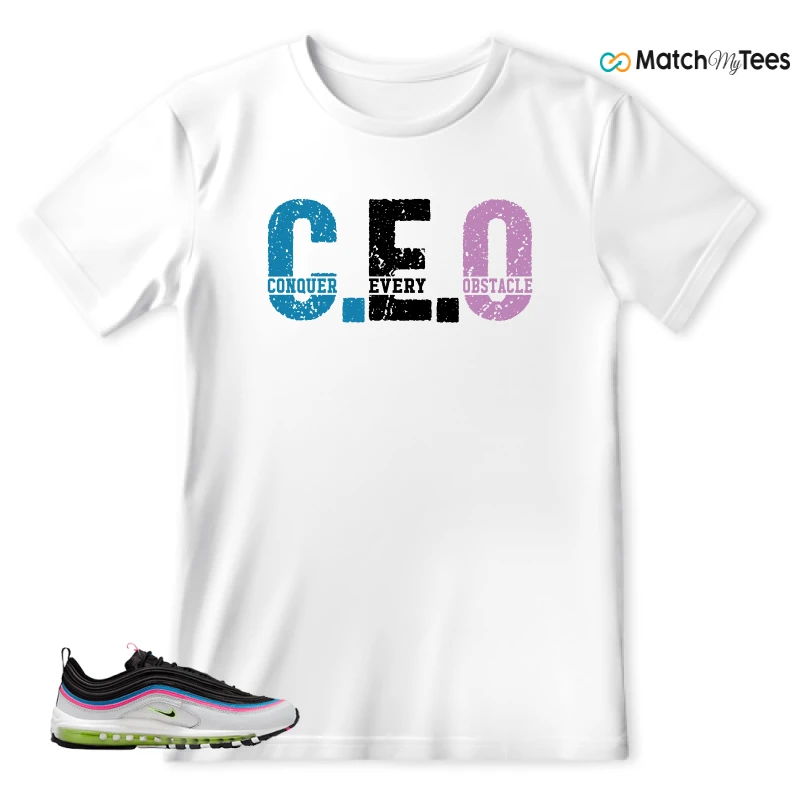 NIKE AIR MAX 97 NEON BLACK WHITE SNEAKER Matching Tees t-shirt