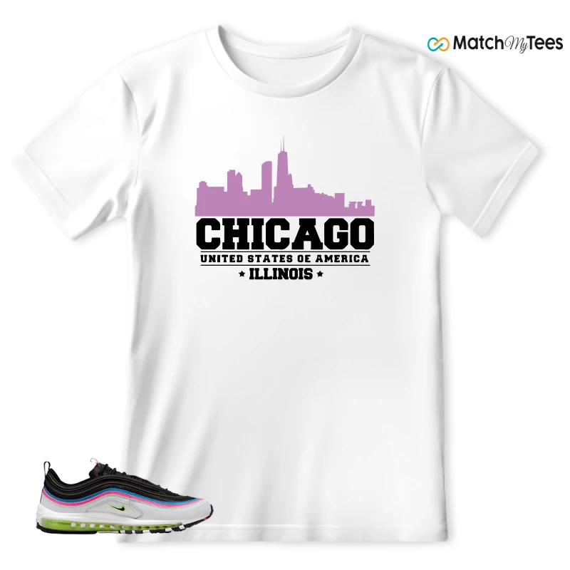 NIKE AIR MAX 97 NEON BLACK WHITE SNEAKER Matching Tees t-shirt