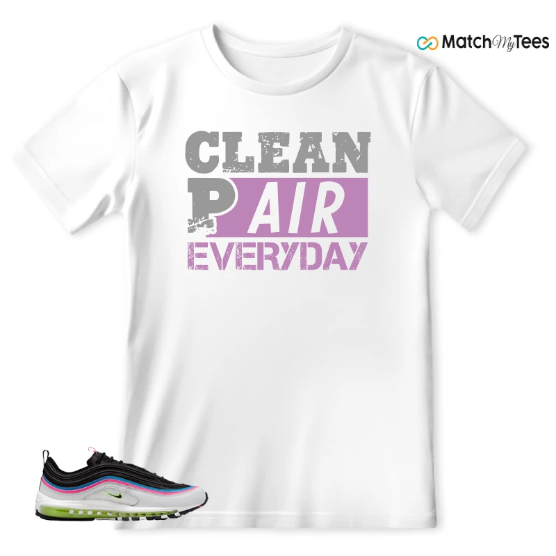 NIKE AIR MAX 97 NEON BLACK WHITE SNEAKER Matching Tees t-shirt