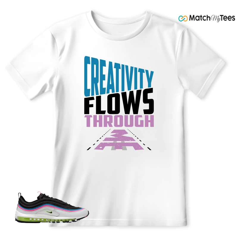 NIKE AIR MAX 97 NEON BLACK WHITE SNEAKER Matching Tees t-shirt