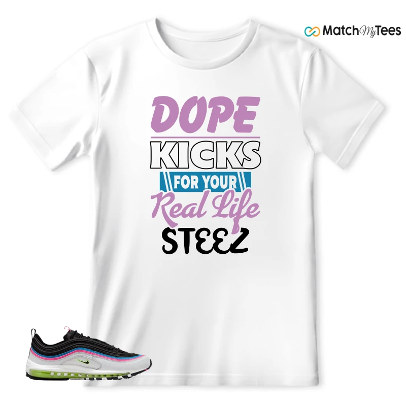 NIKE AIR MAX 97 NEON BLACK WHITE SNEAKER Matching Tees t-shirt