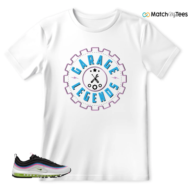 NIKE AIR MAX 97 NEON BLACK WHITE SNEAKER Matching Tees t-shirt
