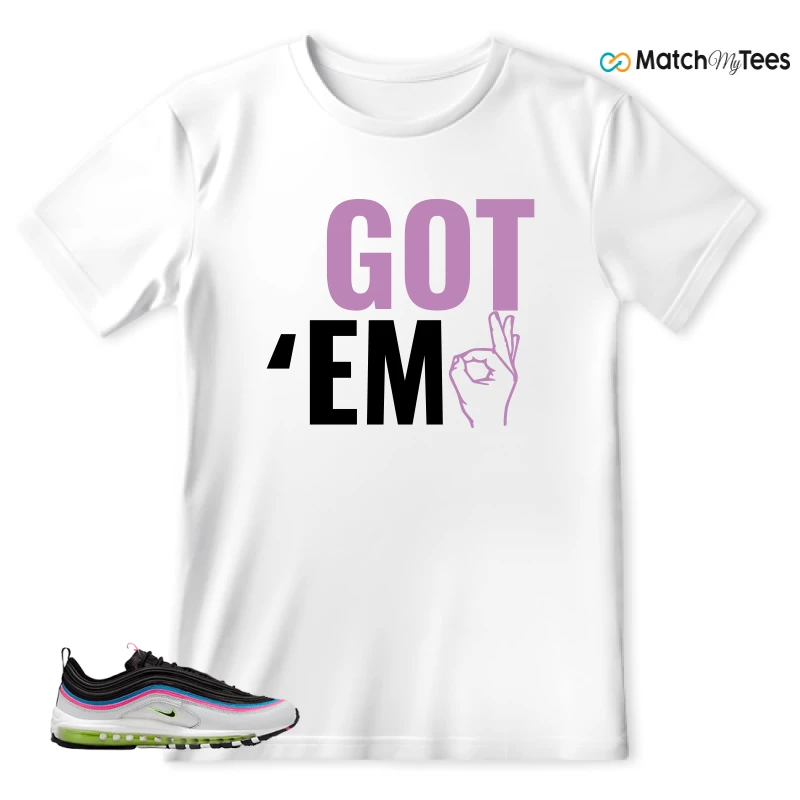 NIKE AIR MAX 97 NEON BLACK WHITE SNEAKER Matching Tees t-shirt