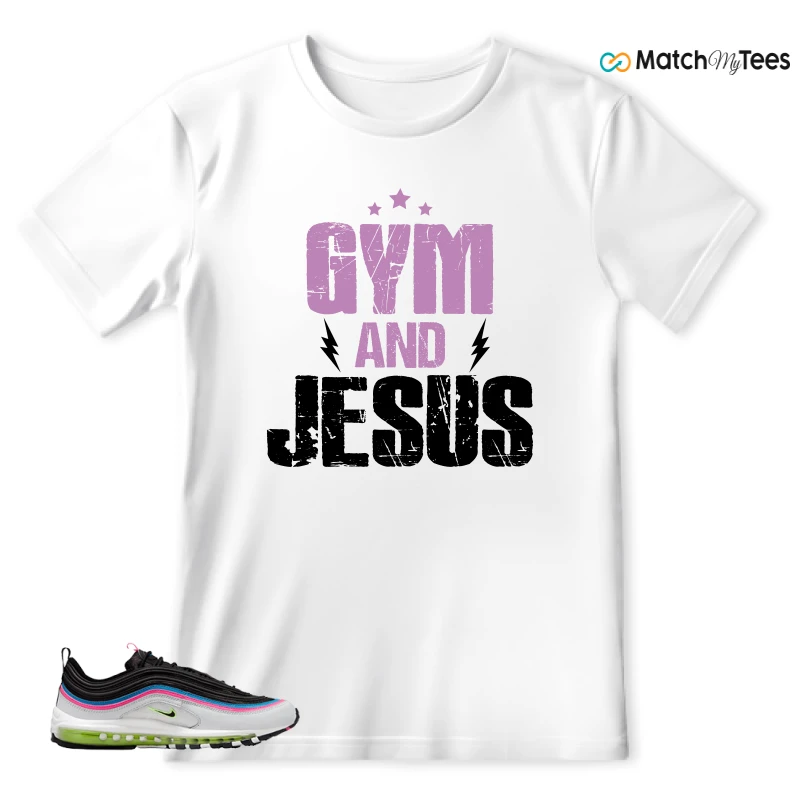 NIKE AIR MAX 97 NEON BLACK WHITE SNEAKER Matching Tees t-shirt
