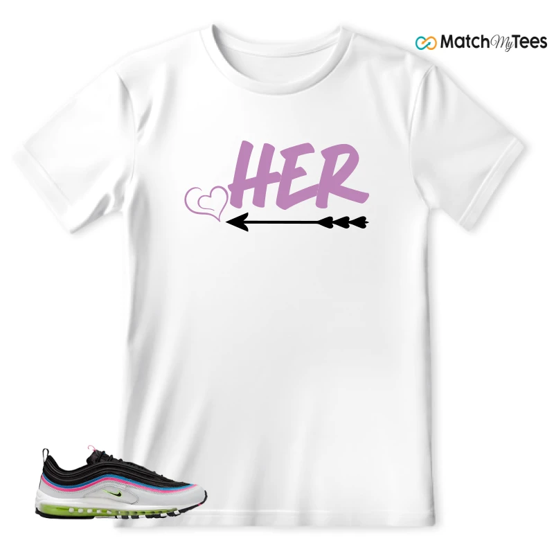 NIKE AIR MAX 97 NEON BLACK WHITE SNEAKER Matching Tees t-shirt