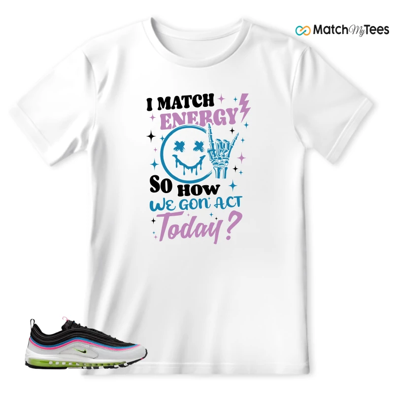 NIKE AIR MAX 97 NEON BLACK WHITE SNEAKER Matching Tees t-shirt