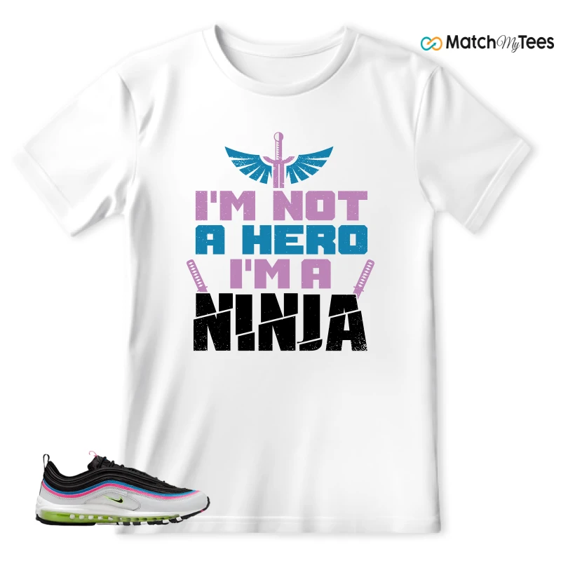 NIKE AIR MAX 97 NEON BLACK WHITE SNEAKER Matching Tees t-shirt