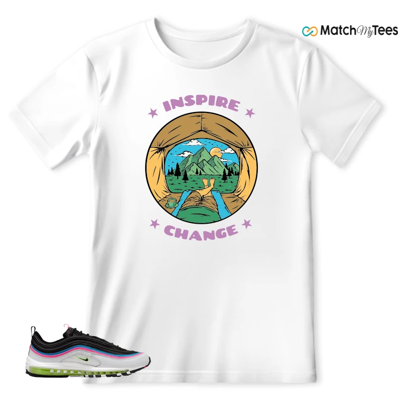 NIKE AIR MAX 97 NEON BLACK WHITE SNEAKER Matching Tees t-shirt