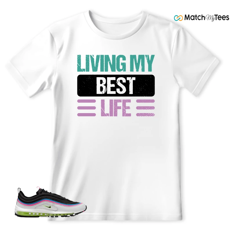 NIKE AIR MAX 97 NEON BLACK WHITE SNEAKER Matching Tees t-shirt