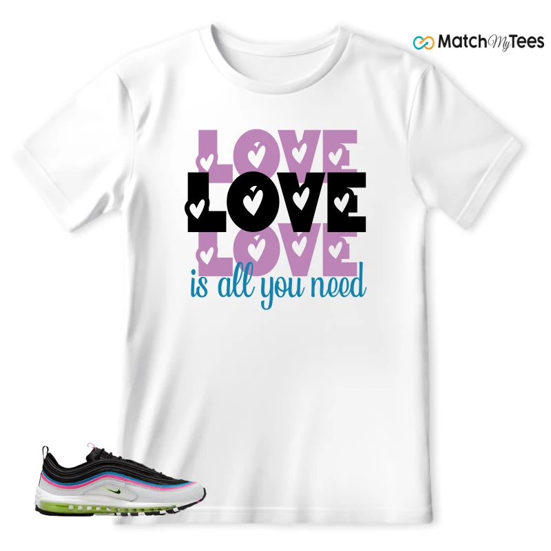 NIKE AIR MAX 97 NEON BLACK WHITE SNEAKER Matching Tees t-shirt