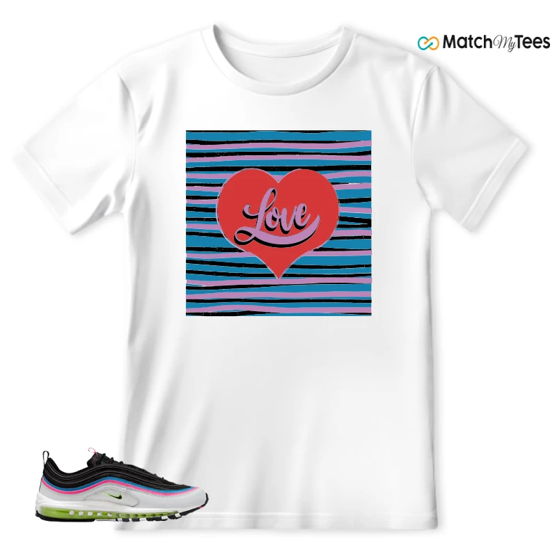 NIKE AIR MAX 97 NEON BLACK WHITE SNEAKER Matching Tees t-shirt