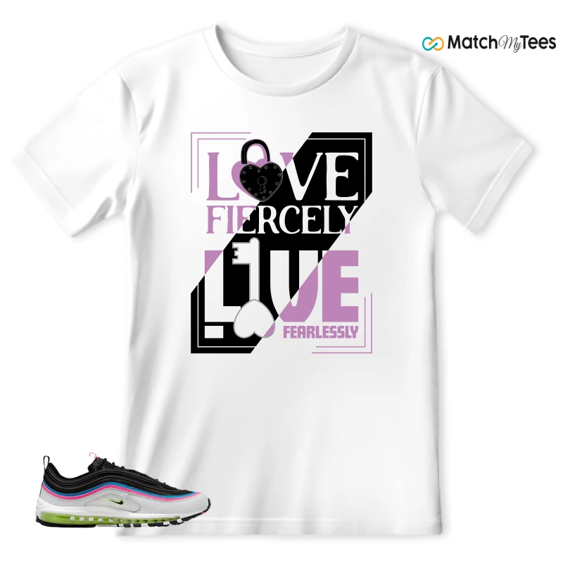 NIKE AIR MAX 97 NEON BLACK WHITE SNEAKER Matching Tees t-shirt