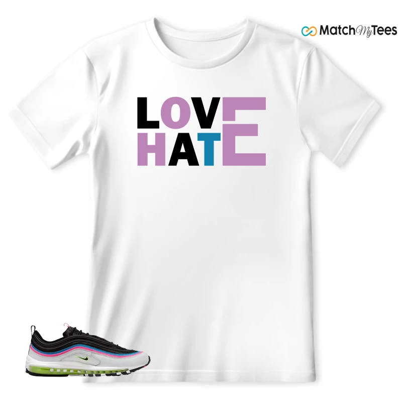 NIKE AIR MAX 97 NEON BLACK WHITE SNEAKER Matching Tees t-shirt
