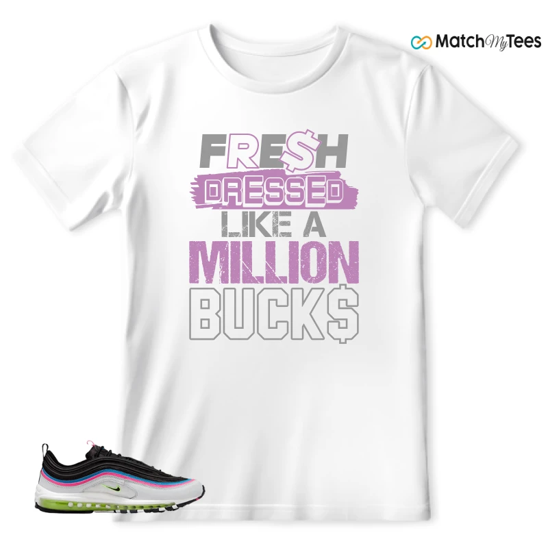 NIKE AIR MAX 97 NEON BLACK WHITE SNEAKER Matching Tees t-shirt