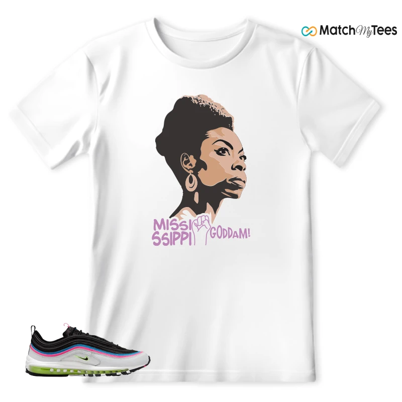 NIKE AIR MAX 97 NEON BLACK WHITE SNEAKER Matching Tees t-shirt