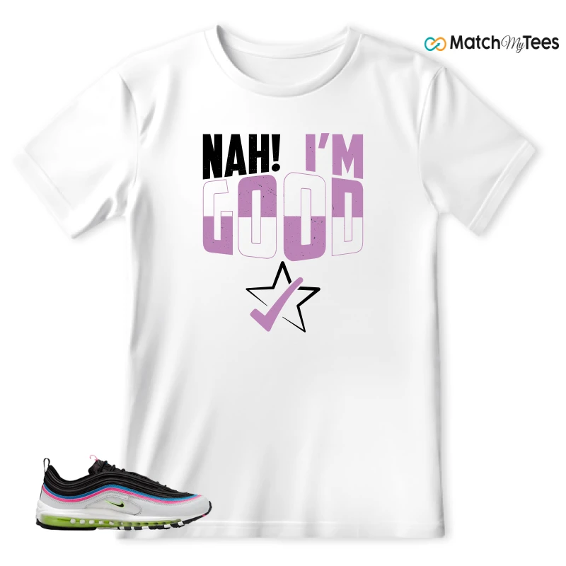 NIKE AIR MAX 97 NEON BLACK WHITE SNEAKER Matching Tees t-shirt