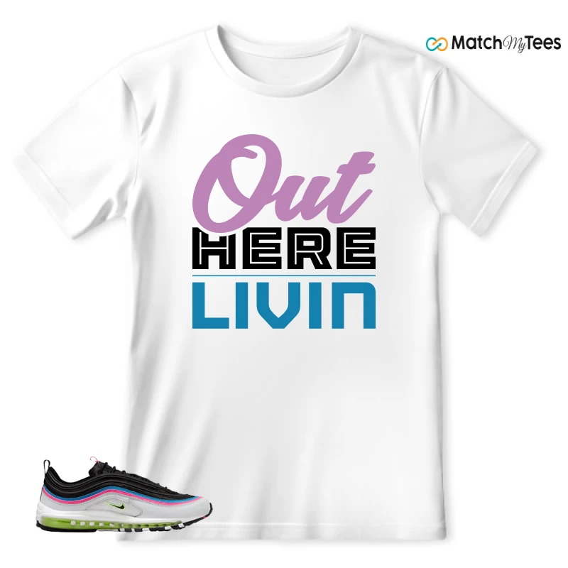 NIKE AIR MAX 97 NEON BLACK WHITE SNEAKER Matching Tees t-shirt