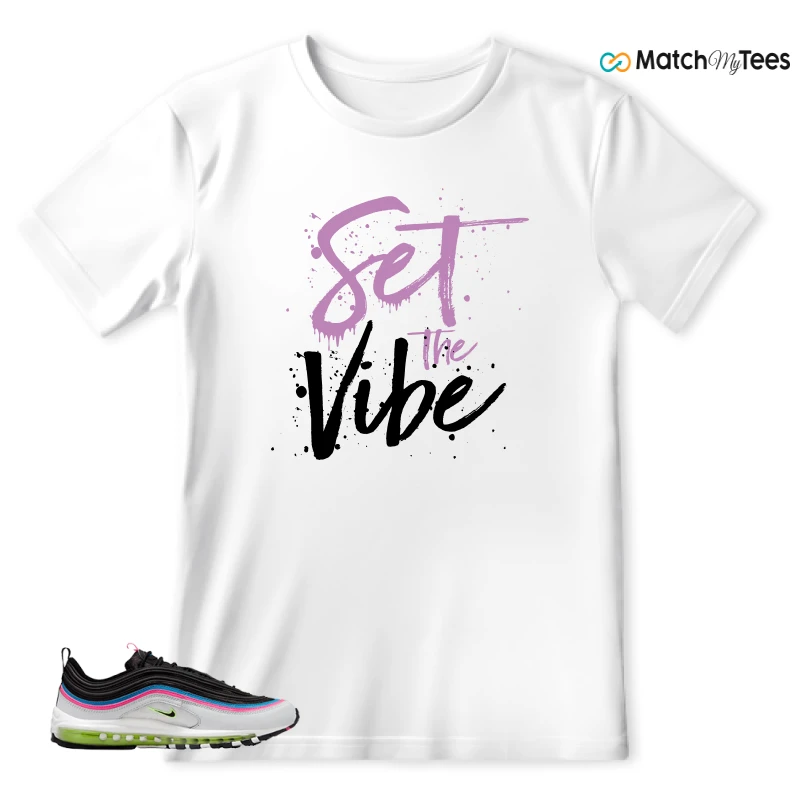 NIKE AIR MAX 97 NEON BLACK WHITE SNEAKER Matching Tees t-shirt