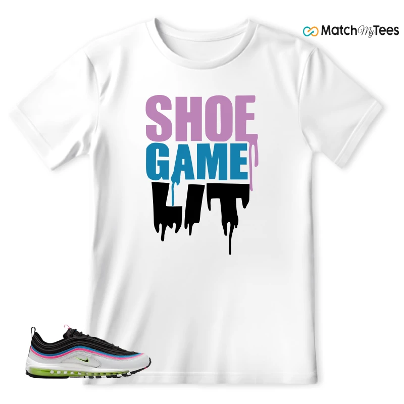 NIKE AIR MAX 97 NEON BLACK WHITE SNEAKER Matching Tees t-shirt