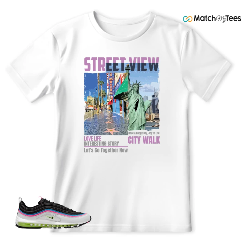 NIKE AIR MAX 97 NEON BLACK WHITE SNEAKER Matching Tees t-shirt
