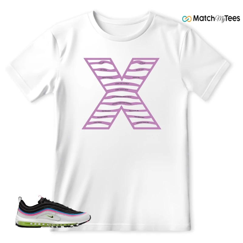 NIKE AIR MAX 97 NEON BLACK WHITE SNEAKER Matching Tees t-shirt