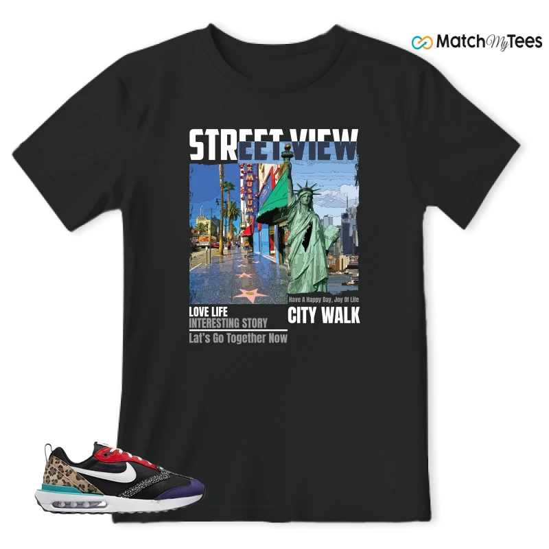 NIKE AIR MAX DAWN SE BLACK SAFARI ANIMAL (WOMEN'S) SNEAKER Matching Tees t-shirt