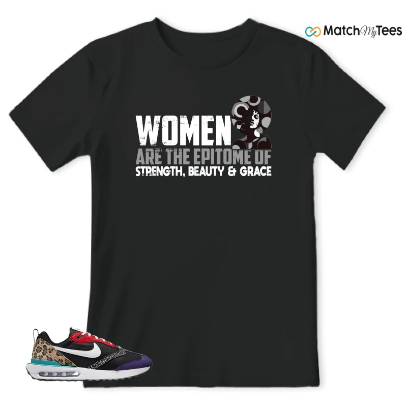 NIKE AIR MAX DAWN SE BLACK SAFARI ANIMAL (WOMEN'S) SNEAKER Matching Tees t-shirt