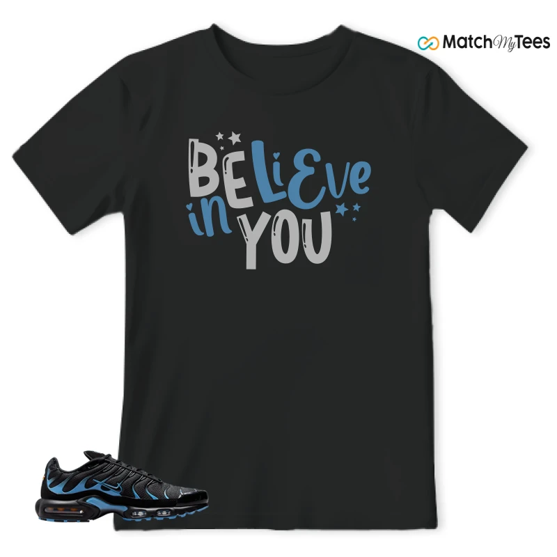 NIKE AIR MAX PLUS BLACK UNIVERSITY BLUE (2022) SNEAKER Matching Tees t-shirt