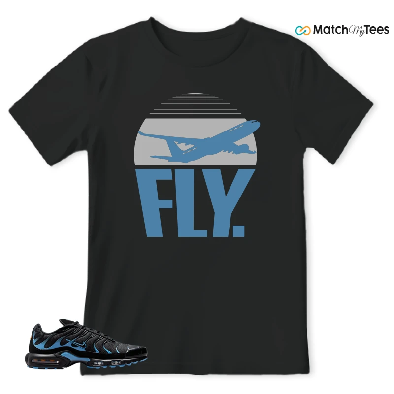 NIKE AIR MAX PLUS BLACK UNIVERSITY BLUE (2022) SNEAKER Matching Tees t-shirt