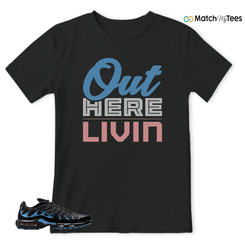NIKE AIR MAX PLUS BLACK UNIVERSITY BLUE (2022) SNEAKER Matching Tees t-shirt