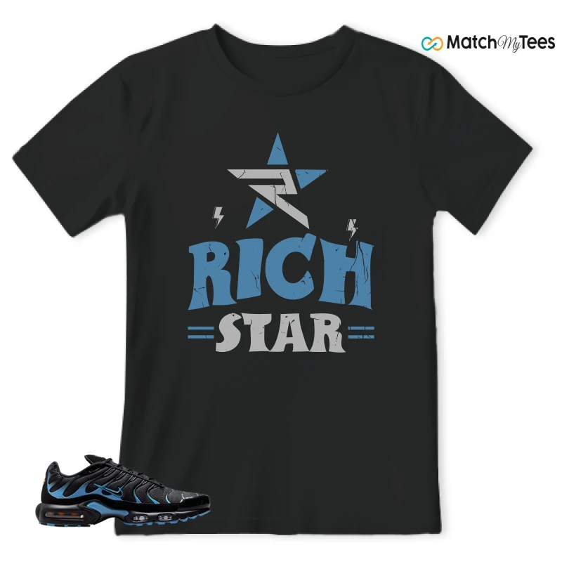 NIKE AIR MAX PLUS BLACK UNIVERSITY BLUE (2022) SNEAKER Matching Tees t-shirt