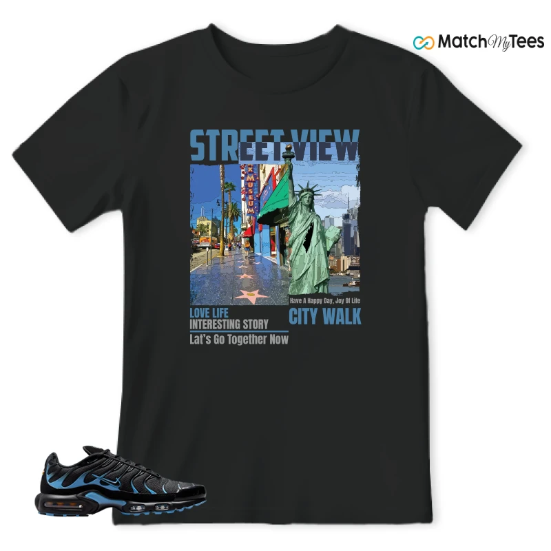 NIKE AIR MAX PLUS BLACK UNIVERSITY BLUE (2022) SNEAKER Matching Tees t-shirt