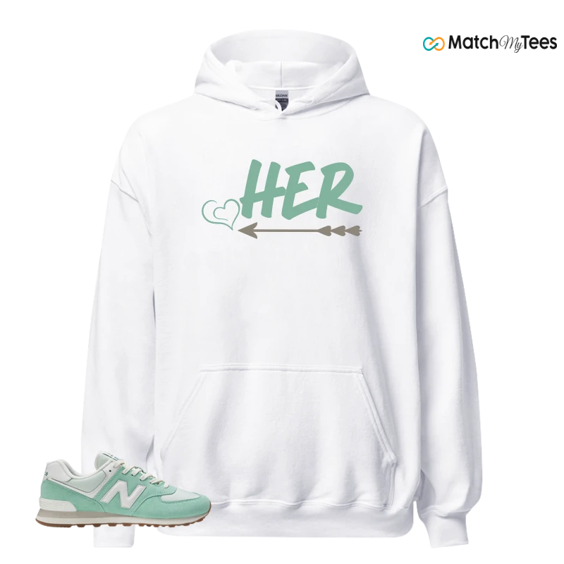 NEW BALANCE 574 MINT WHITE SNEAKER Matching Tees hoodie