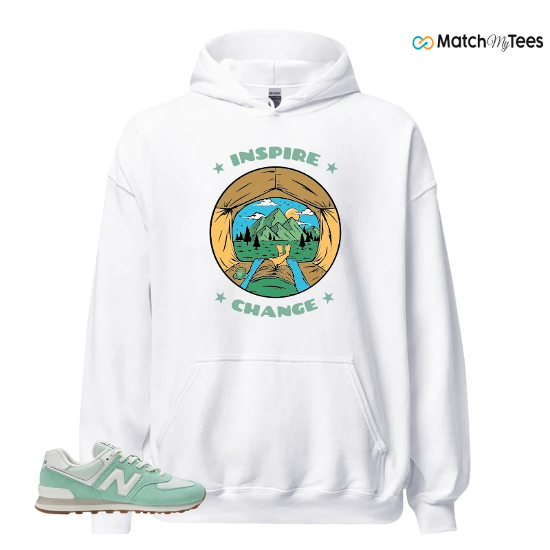 NEW BALANCE 574 MINT WHITE SNEAKER Matching Tees hoodie